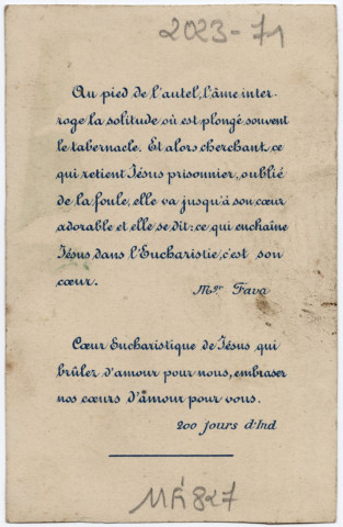 Jésus Hostie, je veux vous consoler, je m'unis à Vous, Je m'immole avec Vous