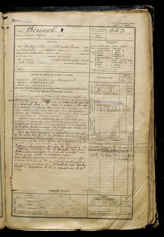 Brunel, Ernest Alfred, né le 24 mai 1898 à Nicolas Romero (Mexique), classe 1918, matricule n° 853, Bureau de recrutement d'Amiens