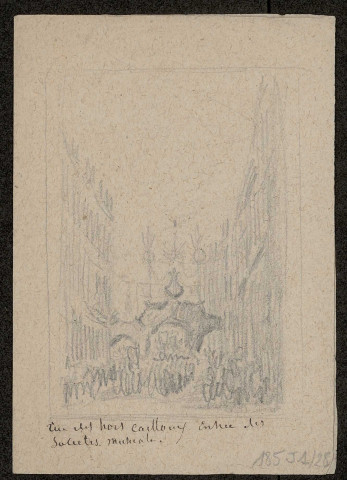 Etudes. Pensionnat du Sacré-Coeur, terminé en 1864. Au verso : la rue des Trois-Cailloux, entrée des Sociétés musicales