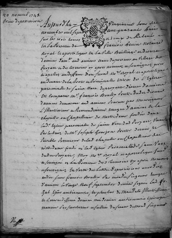 Etude de Me François Henin à Amiens (étude n°3). Minutes de l'année 1748