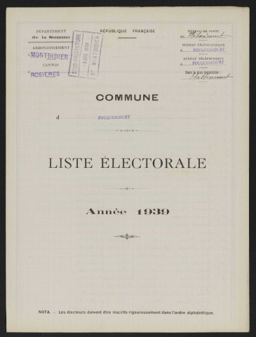 Liste électorale : Fouquescourt