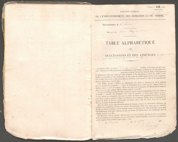 Table des successions et absences du bureau de Saint-Valery-sur-Somme