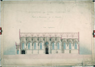 Chapelle du couvent-des-clarisses : plan en coupe longitudinale dressé par l'architecte Victor Delefortrie
