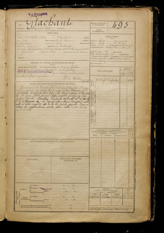 Glachant, Albert Eugène Ulysse, né le 15 octobre 1901 à Yvrencheux (Somme), classe 1921, matricule n° 495, Bureau de recrutement d'Abbeville