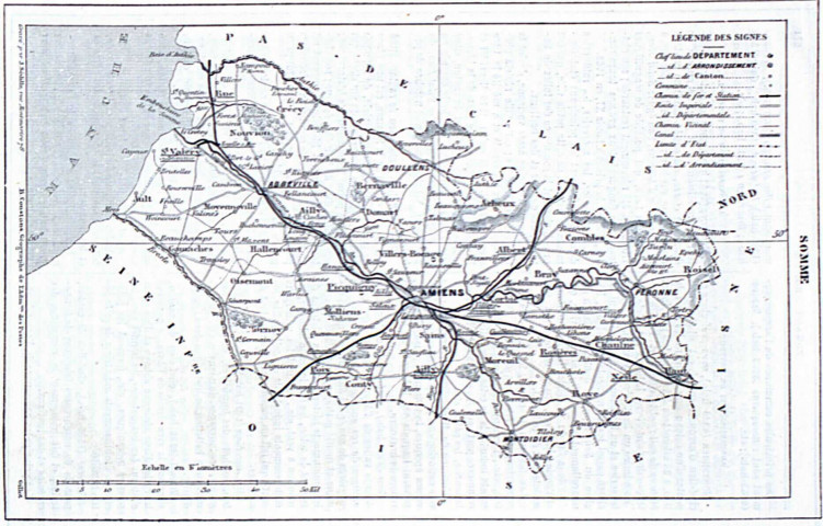 Carte administrative et routière du Département de la Somme