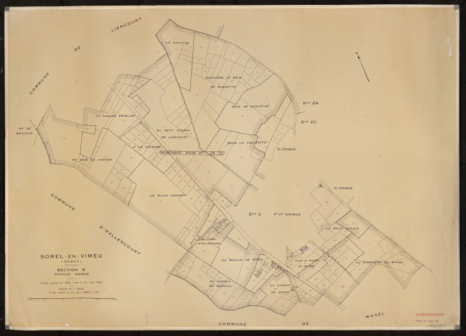 Plan du cadastre rénové - Sorel-en-Vimeu : section B