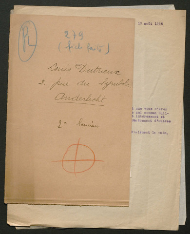 Témoignage de Dutrieux, Louis et correspondance avec Jacques Péricard