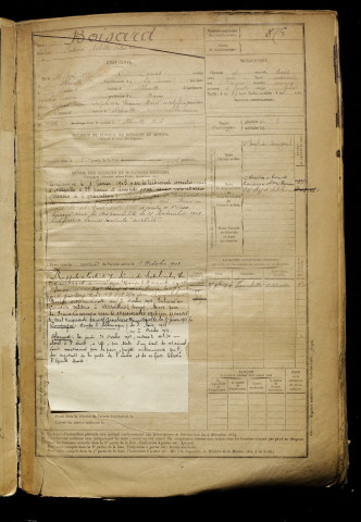 Boisard, Fortuné Achille Félix, né le 15 juin 1885 à Caours (Somme), classe 1905, matricule n° 876, Bureau de recrutement d'Abbeville