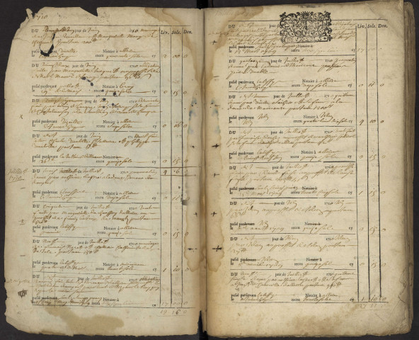 Contrôle des actes du bureau d'Albert pour la période du 14 mai 1710 au 27 juillet 1712