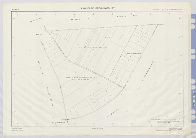 Plan du cadastre rénové - Dompierre-Becquincourt : section P2