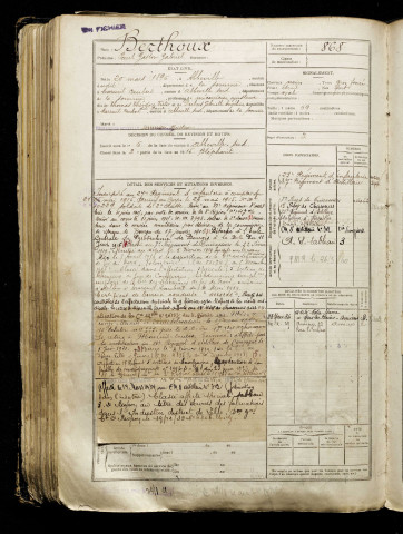 Berthoux, Paul Gaston Gabriel, né le 20 mars 1896 à Abbeville (Somme), classe 1916, matricule n° 868, Bureau de recrutement d'Abbeville