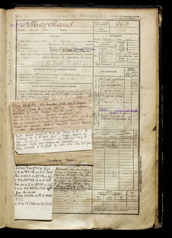 Marchand, Maurice Henri, né le 19 mars 1899 à Amiens (Somme), classe 1919, matricule n° 963, Bureau de recrutement d'Amiens