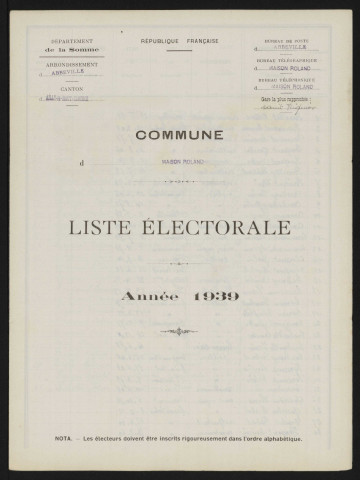 Liste électorale : Maison-Roland