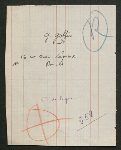 Témoignage de Goffin, Gustave et correspondance avec Jacques Péricard