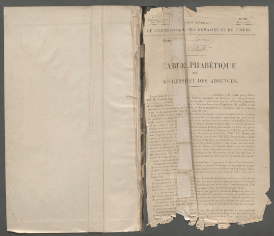 Table des successions et absences du bureau d'Ault