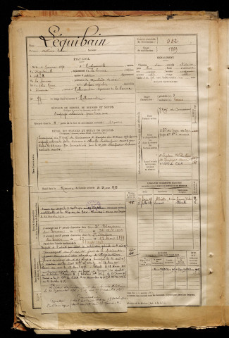 Léquibain, Anthime Lucien, né le 04 janvier 1872 à Huchenneville (Somme), classe 1892, matricule n° 532, Bureau de recrutement d'Abbeville