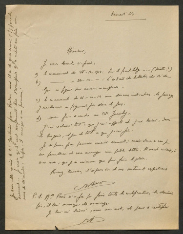 Témoignage de Bacquet, Jean et correspondance avec Jacques Péricard