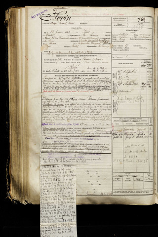 Florin, Ange Raoul Henri, né le 26 février 1896 à Fins (Somme), classe 1916, matricule n° 762, Bureau de recrutement de Péronne