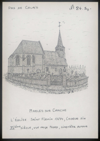 Marles-sur-Canche (Pas-de-Calais) : église Saint-Firmin, vue face nord - (Reproduction interdite sans autorisation - © Claude Piette)