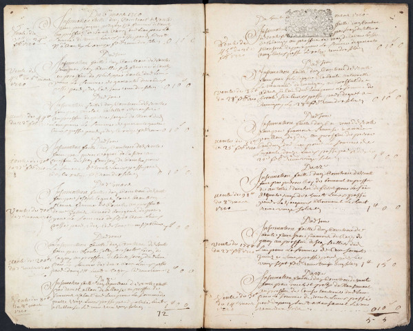 Centième denier du bureau de Conty pour la période du 6 mars 1710 au 26 janvier 1712