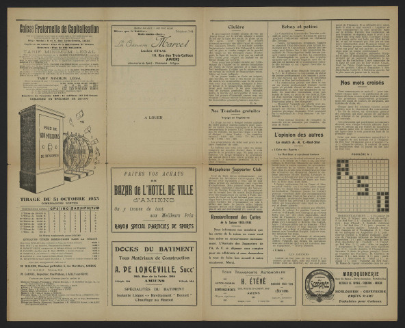 Bulletin mensuel de l'amicale des supporters de l'Amiens Athlétic Club (nouvelle édition) - Saison 1933-1934