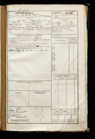 Lefebvre, André Paul Camille, né le 11 août 1896 à Longpré-les-Corps-Saints (Somme), classe 1916, matricule n° 495, Bureau de recrutement d'Abbeville