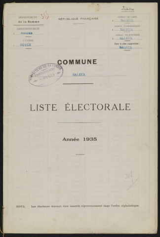 Liste électorale : Saleux