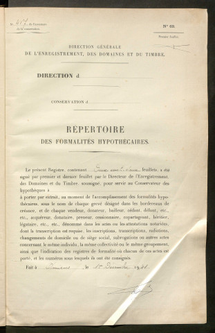 Répertoire des formalités hypothécaires, du 23/02/1946 au 27/08/1946, registre n° 417 (Péronne)