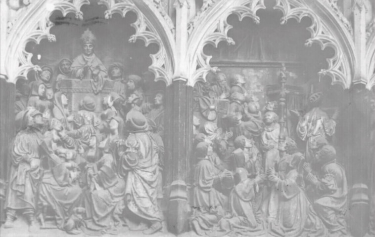 Cathédrale. Les bas-relief du tour de choeur représentant la vie de Saint-Firmin