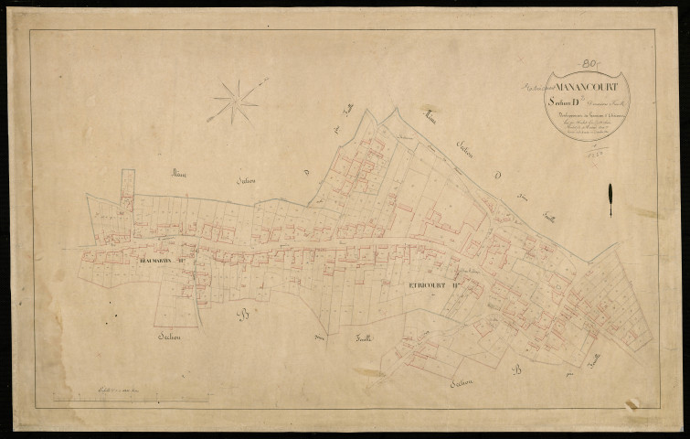 Plan du cadastre napoléonien - Etricourt-Manancourt (Manancourt) : Hameau d'Etricourt (Le), D2