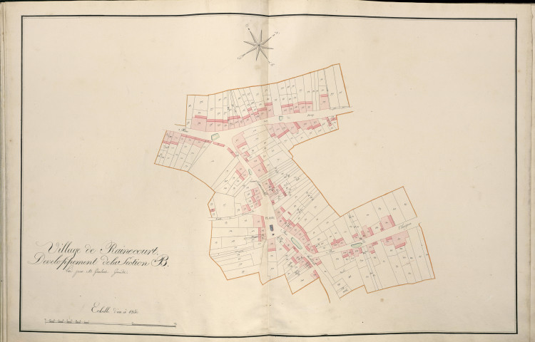 Plan du cadastre napoléonien - Atlas cantonal - Framerville-Rainecourt (Rainecourt) : Village (Le), B développée