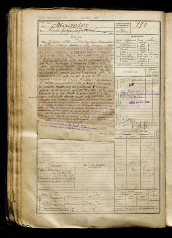 Magnier, Charles Georges Joseph Albert, né le 25 mars 1899 à Quesnoy-sur-Airaines (Somme), classe 1919, matricule n° 174, Bureau de recrutement d'Amiens