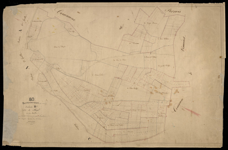 Plan du cadastre napoléonien - Berteaucourt-Les-Dames (Berteaucourt) : Flayel (Le), B