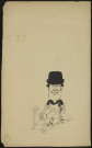 Illustration montrant un homme avec un tablier et un chapeau arrosant un arbuste