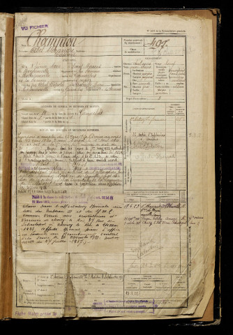 Champion, Abel Alexandre Casimir, né le 08 février 1900 à Saint-Maxent (Somme), classe 1920, matricule n° 497, Bureau de recrutement d'Abbeville