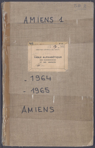 Table des successions et absences du bureau d'Amiens