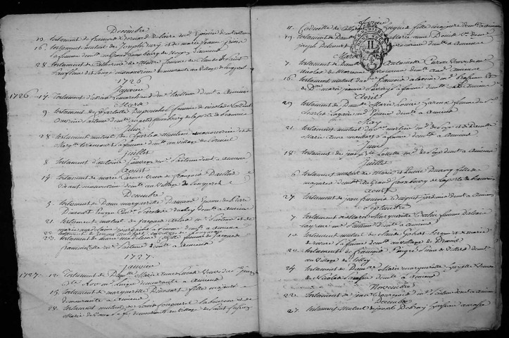 Etude de Me Grégoire Rault à Amiens (étude n°21). Minutes des années 1723-1745