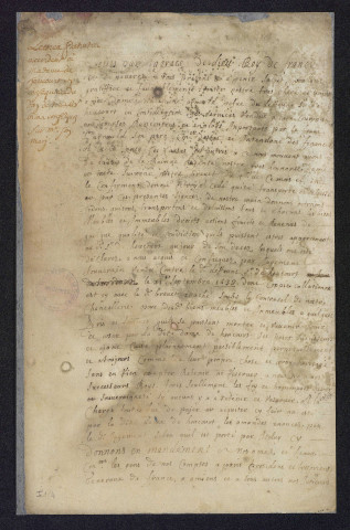 Documents concernant la rétrocession à Madeleine Arnauld, sa veuve, des biens confisqués au sieur de Heucourt : Lettre patente (Juillet 1643)