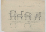 Grand fauteuil et petit fauteuil, de face et profil, du Petit Salon de l'Hôtel Bouctot-Vagniez