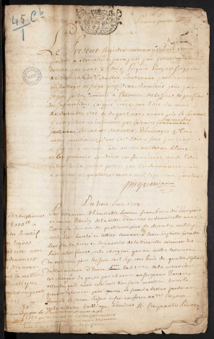 Centième denier du bureau d’Amiens pour la période du 3 juin 1704 au 11 avril 1710