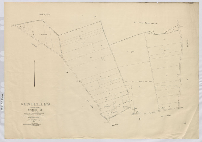 Plan du cadastre rénové - Gentelles : section A3