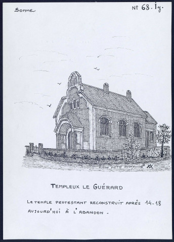 Templeux-le-Guérard : temple protestant reconstruit après 1914-1918 - (Reproduction interdite sans autorisation - © Claude Piette)