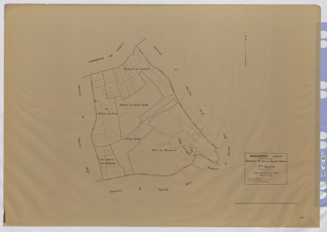 Plan du cadastre rénové - Monsures : section A1