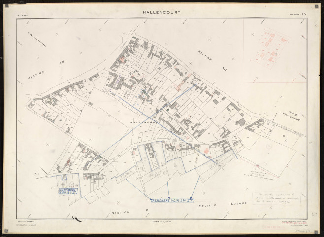Plan du cadastre rénové - Hallencourt : section AD