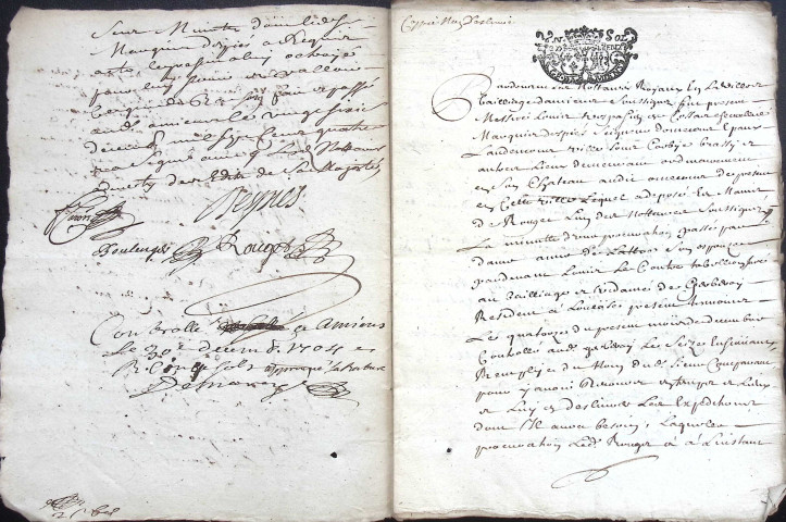 Etude de Me Nicolas Rouget à Amiens (étude n°5). Minutes de l'année 1704