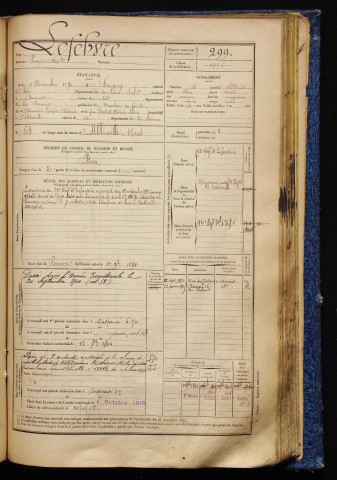 Lefebvre, Prosper Alexandre, né le 09 décembre 1870 à Longroy (Seine-Maritime), classe 1890, matricule n° 299, Bureau de recrutement d'Abbeville