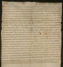 Confirmation par Geoffroy, évêque d'Amiens, de la dotation du comte Enguerrand en faveur de l'abbaye de Saint-Fuscien, 1105. Parchemin en latin