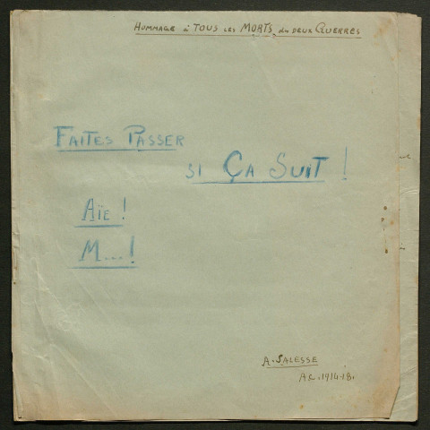 Témoignage de Salesse, A. et correspondance avec Jacques Péricard