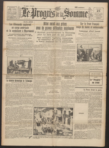 Le Progrès de la Somme, numéro 21949, 25 octobre 1939