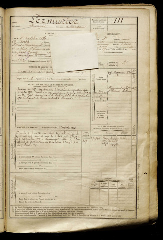 Lermurier, François, né le 04 octobre 1889 à Marcelcave (Somme), classe 1909, matricule n° 111, Bureau de recrutement d'Abbeville